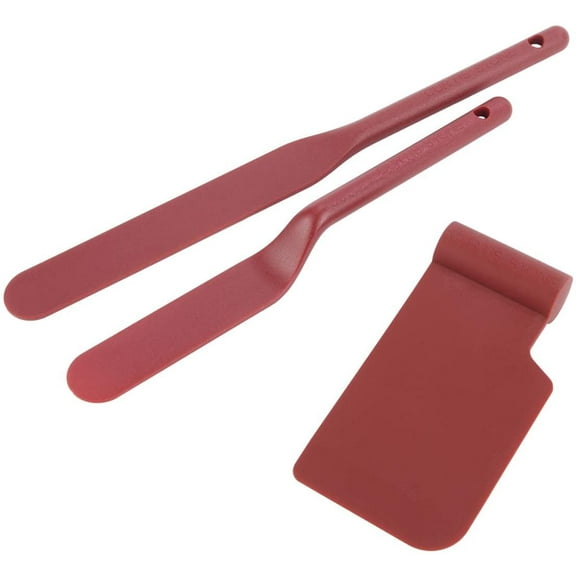 Curtis Stone 3 Pc Nylon Spatulas and Bowl Scraper - Burgundy