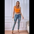 thumbnail image 4 of Top Corto Sin Mangas con Cuello Cuadrado para Mujer, Ideal para Entrenamiento y Fitness, Básico de Verano 2025 Color Naranja M, 4 of 8