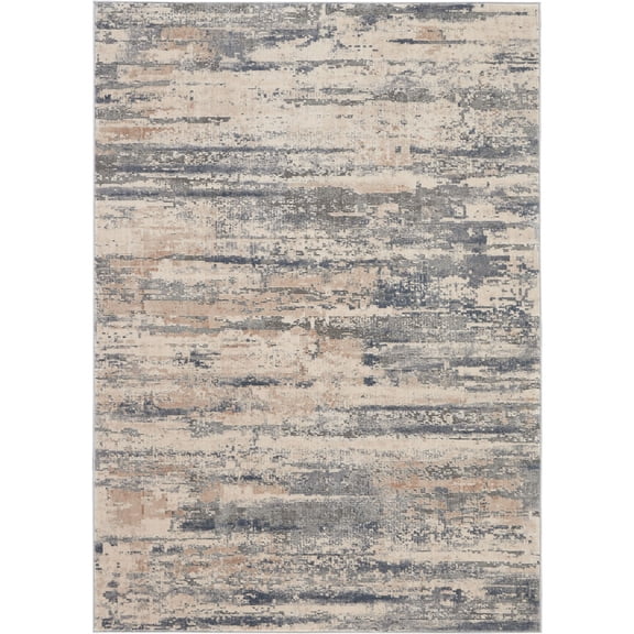 Nourison Rustic Textures Abstract Beige/Grey 5'3" x 7'3" Area Rug, (5x7)