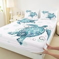 thumbnail image 3 of Feelyou Cartoon Sea Turtle Twin Sheet Sets for Kids, Kawaii Ocean Animal Twin Fitted Sheet, Marine Sealife Theme Flat Sheet, Super Cozy Room Decor, 3-Piece, 3 of 7