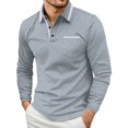 thumbnail image 2 of Golf Shirts for Men with Pocket Long Sleeve T-Shirts Mens Casual Color-Block Pullover Slim-Fit Button Collared Athletic Workout Tees Tops, 2 of 8