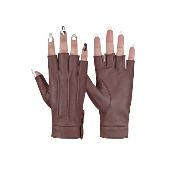 Genuine Leather Women Half Finger Dress Gloves