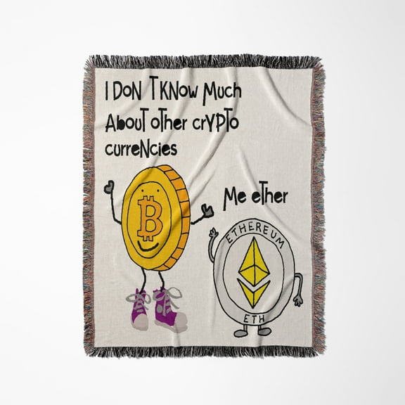 Funny Bitcoin And Ethereum Cryptocurrency Digital Money Ether Pun, Woven Blanket