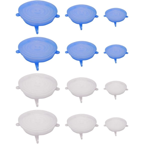 Silicone Stretch Lids – Reusable Elastic Food Covers for Bowls, Cans & Containers – Microwave & Dishwasher Safe Food Storage Lids – Eco-Friendly Kitchen Gadgets - 12 Pack