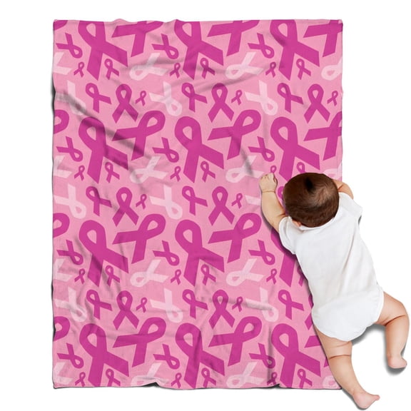 Pink Breast Cancer Blanket,Comfortable Soft Flannel Throw Blanket,All Season,Warm Lightweight Blankets for Sofa Bed Couch Living Room Chair,30"x40"