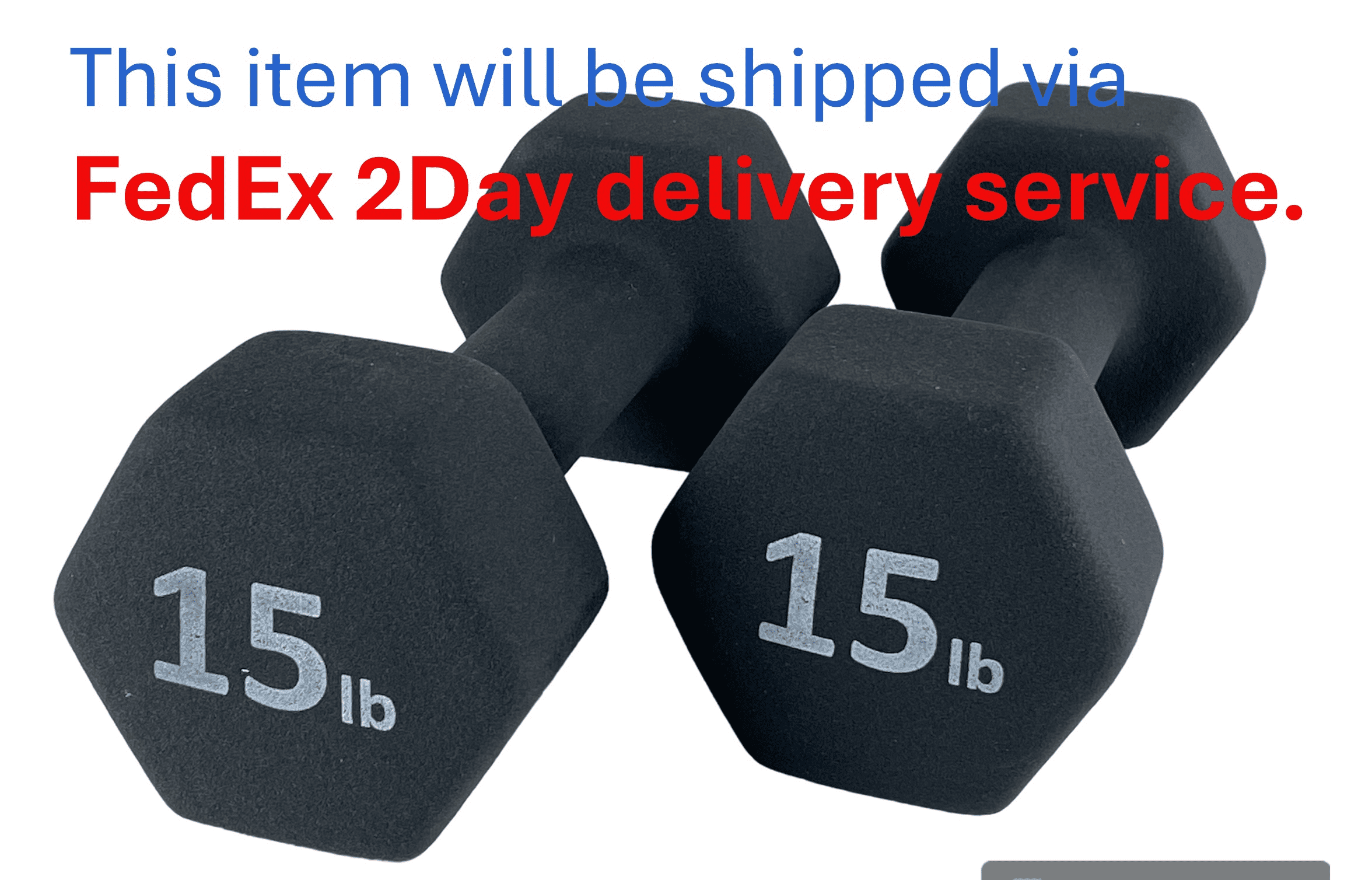 Rainforest Basics Neoprene 15LB Hex Dumbbell Hand Weights Set of 2, Black