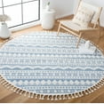 thumbnail image 2 of SAFAVIEH Moroccan Tassel Fallon Southwestern Shag Area Rug, Ivory/Light Blue, 6'7" x 6'7" Round, 2 of 8