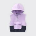 thumbnail image 2 of Feancey Toddler Boys Girls Cotton Vest Jacket Kids Half Zip Hooded Vest Coat Fall Winter Fashion Sleeveless Jackets Colorblock Casual Gilet Pocket Purple 5 Years, 2 of 6