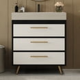 thumbnail image 2 of 30" Sintered Stone Top Bathroom Vanity with Storage, Bathroom Vanity with Ceramic Sink, Freestanding Storage Cabinet with Soft Close Drawers for Bathroom, Black,Gold,Stone Gray,White, 2 of 9