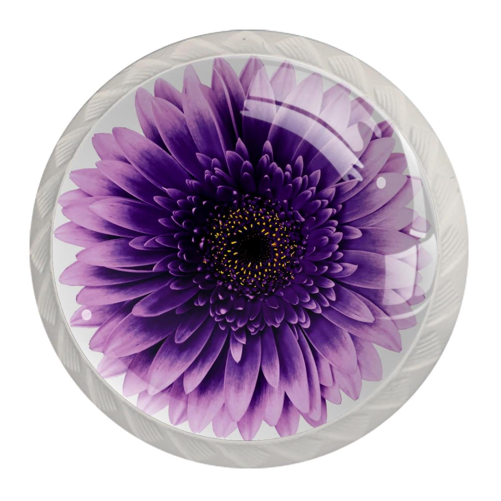 Ownta Daisy Flower Round Glass Drawer Handles Knobs Pulls with screws