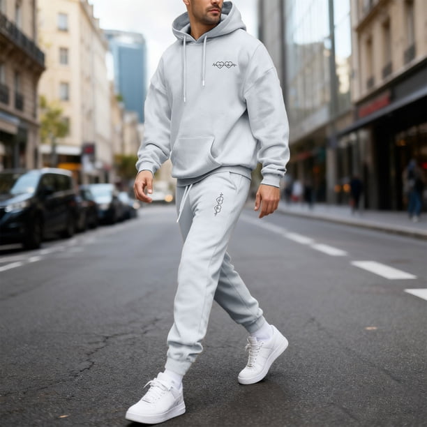 Ceisia Men's Loose Fit Hooded Sweatshirt & Jogger Pants Set | Casual Warm Two-Piece Tracksuit Gifts