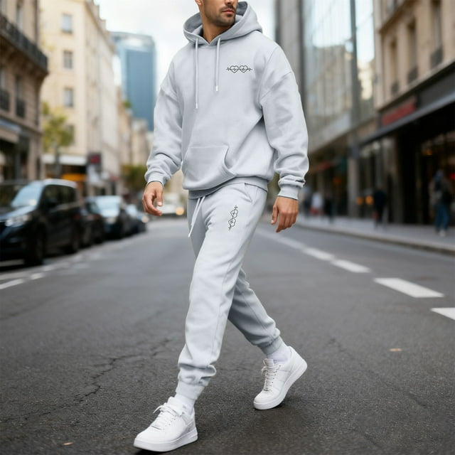 Ceisia Men's Loose Fit Hooded Sweatshirt & Jogger Pants Set | Casual Warm Two-Piece Tracksuit Gifts