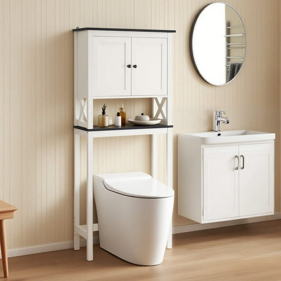 ivinta Over The Toilet Storage Cabinet, 3-Tier Freestanding Bathroom Cabinet with Adjustable Shelf