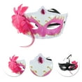 thumbnail image 3 of Unique Bargains Halloween Christmas 1 Pc Ball Princess Half Face Party Mask for Masquerade Party Rose Red, 3 of 4