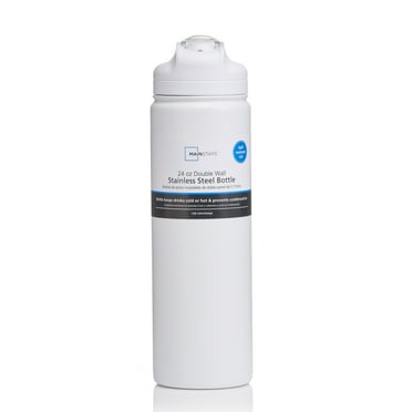 Mainstays 24 fl oz Arctic White Solid Print Insulated Stainless Steel Water Bottle with Flip-Top Lid