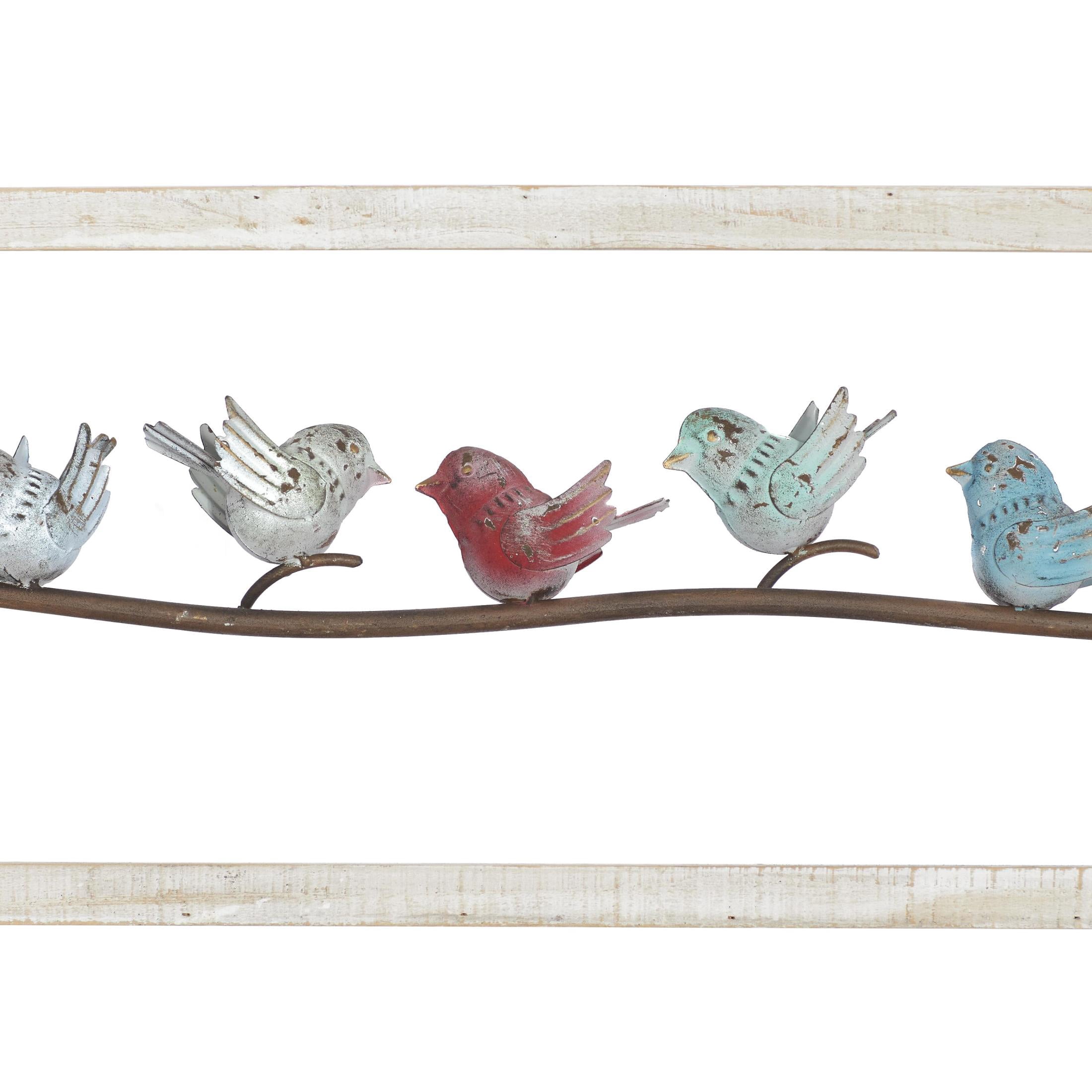 DecMode White Metal Bird Wall Decor