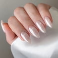thumbnail image 1 of Uñas Postizas Blancas Perladas NQ, Almendradas, Largas, Brillantes, 24 Piezas, 1 of 5