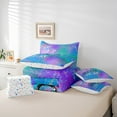 thumbnail image 6 of Castle Fairy Eat Sleep Soccer Twin Bedding Sets 7-Piece for Children Teens Adults,Graffiti Splash Bedding Comforter Set Microfiber,Gradient Blue Purple Green Breathable Sheet Sets, 6 of 8