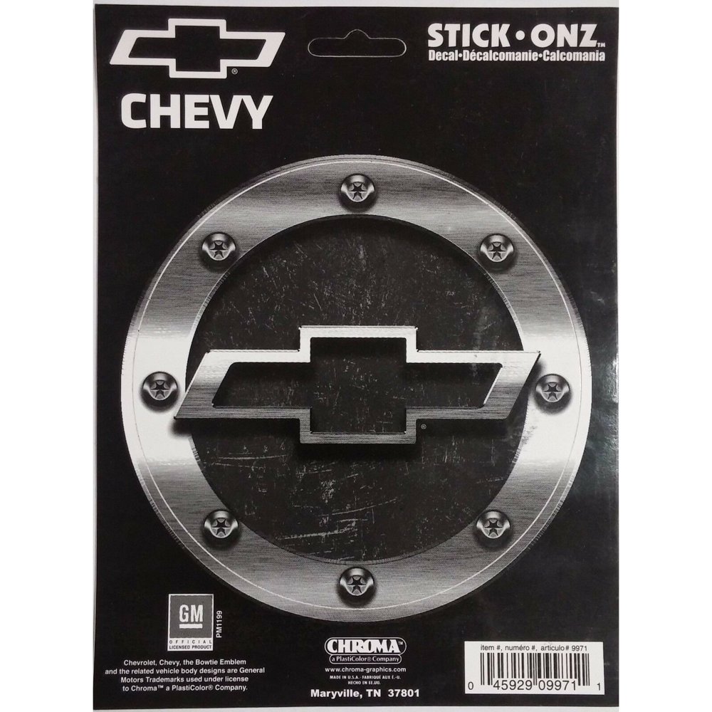 Chroma 1 piece Gas Tank Cap Round Vinyl Machined Decal for Chevy