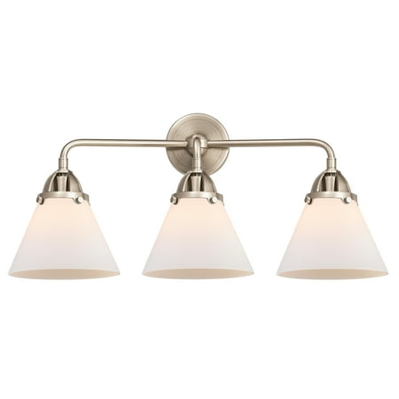 

Innovations Lighting Nouveau 2 Cone - 3 Light 26 Bath Vanity Light Matte White/Brushed Satin Nickel