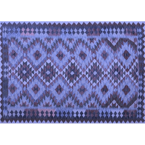 Ahgly Company Indoor Rectangle Southwestern Blue Country Area Rugs, 5' x 7'