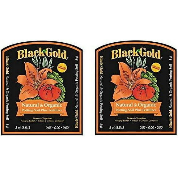 Black Gold 1302040 8-Quart All Organic Potting Soil DZUdYk, 2 Pack