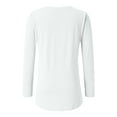 thumbnail image 3 of TIANEK V Neck Women's T-Shirts Long Sleeve Fall White Womens Tops Dressy 2023 Fashion Solid Pullover Casual Classic Loose Fit Gym Blouses, 3 of 4