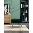 thumbnail image 3 of Teddy Fabric Button Accent Slipper Chair, Accent Armless Chair with Wooden Legs,Wooden Frame, Upholstered Slipper Chair For Dining Room, Living Room, Bedroom,Blue, 3 of 8
