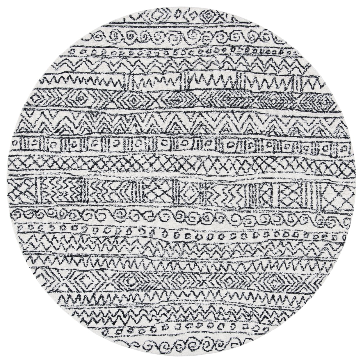 SAFAVIEH Micro-Loop Peronel Abstract Striped Wool Area Rug, Ivory/Black, 4' x 6'