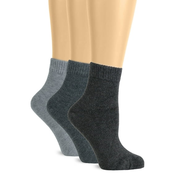 Womens Cute Ankle Bamboo Socks for All Seaons Home Office Everyday Use, Neutral socks for Granola Girls Clothes, Charcoal-Melange Grey-Light Grey, 3 Pairs, Shoe Size:6-9