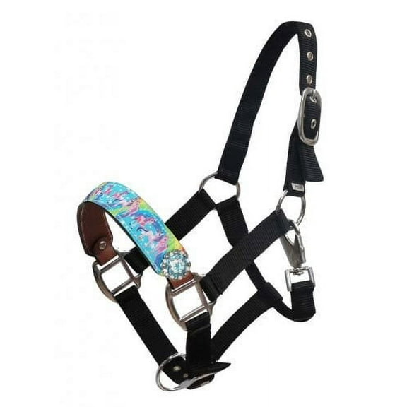 Showman PONY Size Rainbow Pony Halter w/ Rhinestone Conchos
