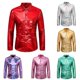 thumbnail image 5 of Mens Disco Dress Shiny Shirt Long Sleeve Casual Button Down Shirt Nightclub, 5 of 8
