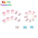 thumbnail image 5 of 24 uñas postizas cuadradas cortas con curvas de color, acrílicas, con diseño de líneas azules y rosas de verano para mujeres y niñas., 5 of 5