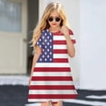 thumbnail image 2 of Quealent Toddler Girls American Flag Dress USA Stars Striped Kids Patriotic Summer Clothes 4th of July Outfit for Girl Party Navy,5-6 Years, 2 of 4