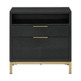 thumbnail image 3 of Weston Home Lena Modern Nightstand with 2 Drawers, Black/Gold, 3 of 9