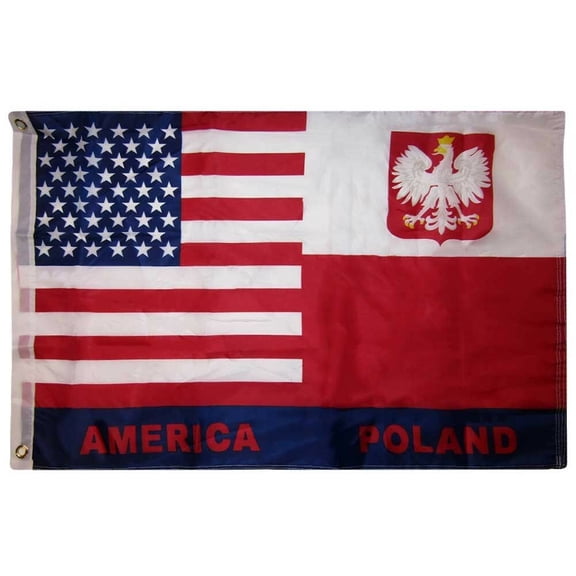 2x3 USA America Poland Eagle Friendship 150D Woven Poly Nylon Flag 2'x3' Banner