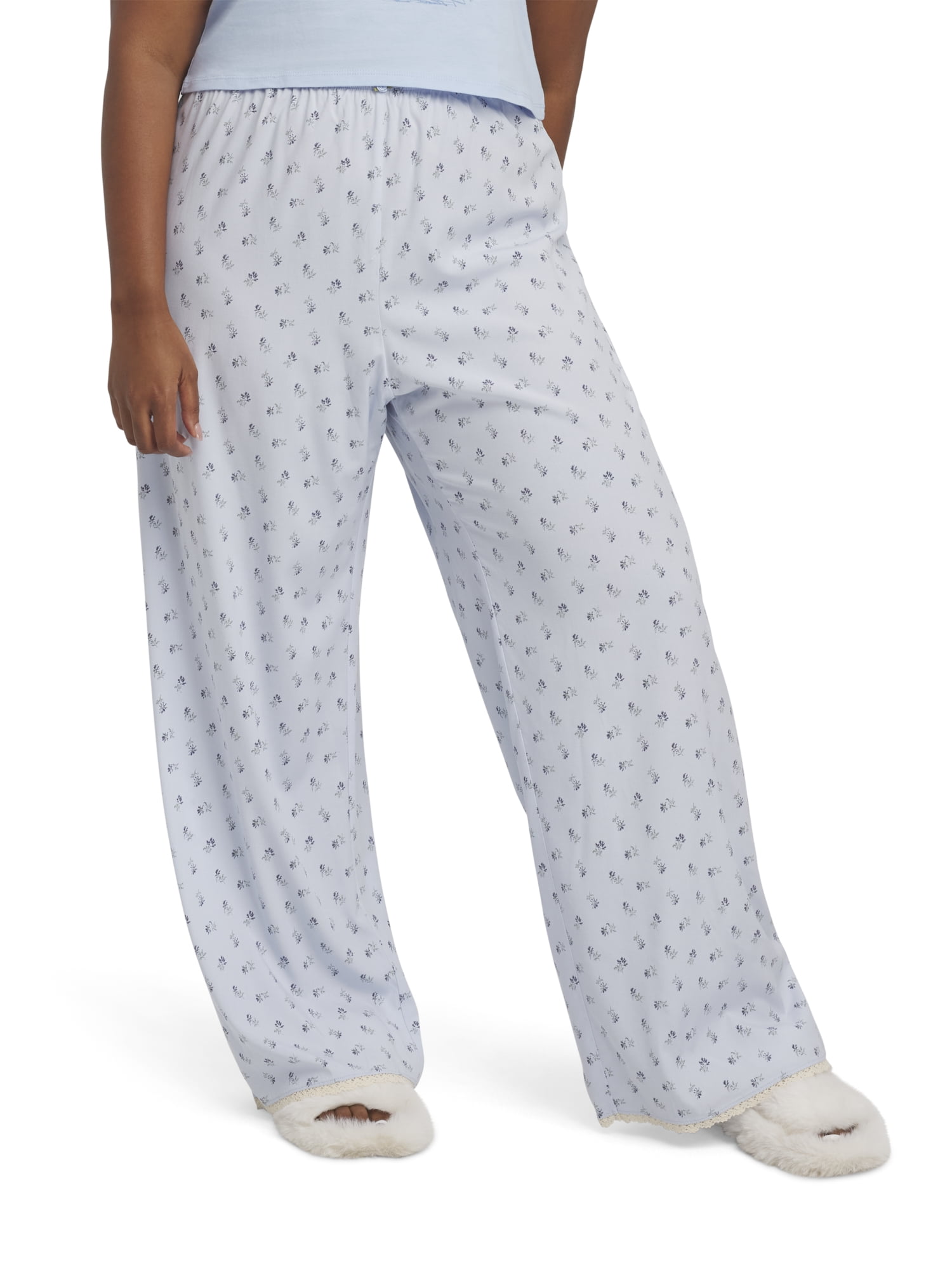 Mills by Millie Bobby Brown Women's Sleep Printed Rayon Pant with Lace Trim, Sizes XS-XXXL