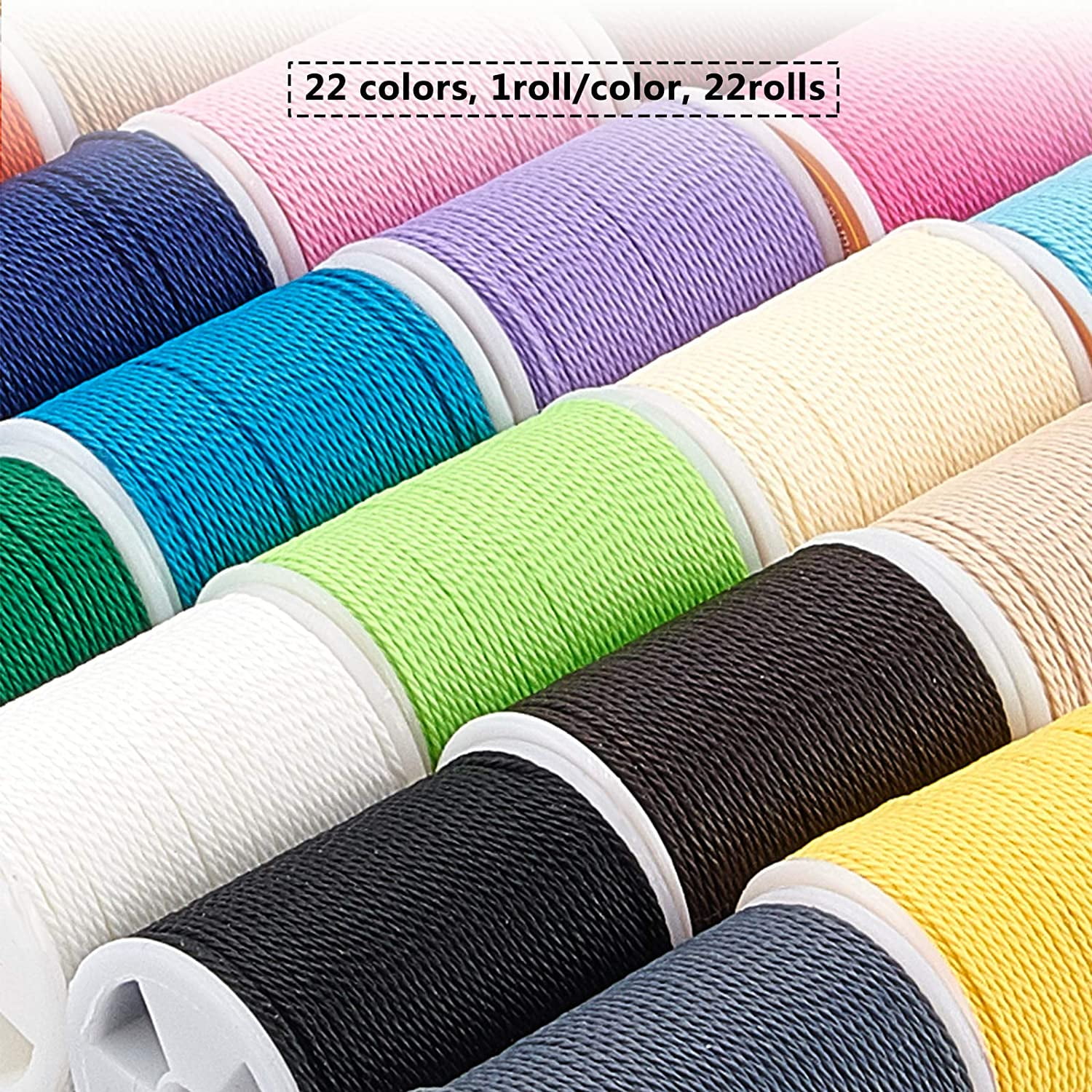264 Yard 1mm Waxed Polyester Cord Twisted Sewing Waxed Thread Stitching Thread Cord for for DIY Bracelets Necklace Jewelry Making Friendship Bracelet - 22 Colors
