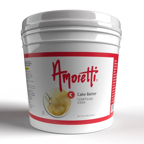 Amoretti - Cake Batter Compound 9 lbs - Natural Flavors, Shelf Stable Even After Opening, Certified Kosher, TTB Approved, Perfect for Baking Applications & Beverages
