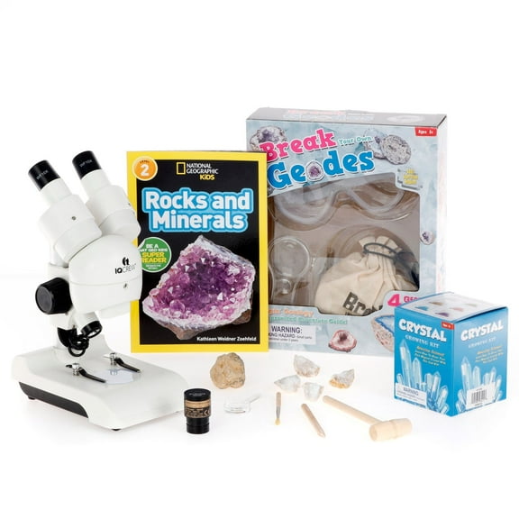 Natural Geode Adventure Kit– 0X Stereo Microscope, Natural Geode Exploration Set