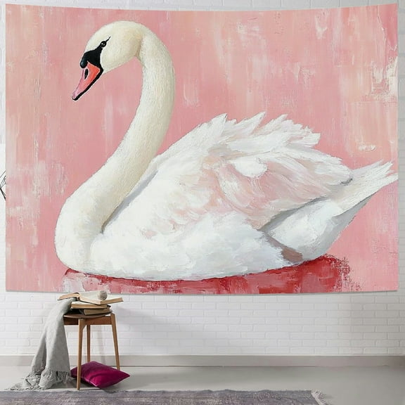 Patifu Swan Tapestry Wall Hanging Unique Style Graphic Tapestries Home Decor Art Living Room Bedroom Apartment Farmhouse Dorm 40x30inch
