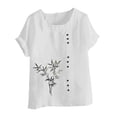 thumbnail image 2 of Puntoco Womens Summer Short Sleeves Tops Casual Cotton Linen Crew Neck Blouses Solid Color Tshirt Top, 2 of 4