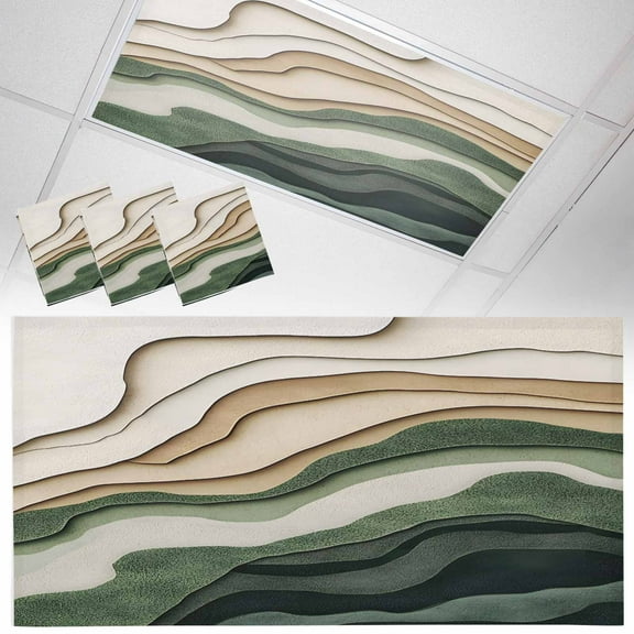 3 Pack Abstract Wave Texture Fluorescent Light Covers for Ceiling Lights Vintage Watercolor Bump Magnetic Ceiling Light Covers Overhead Light Filters for Office Classroom Home