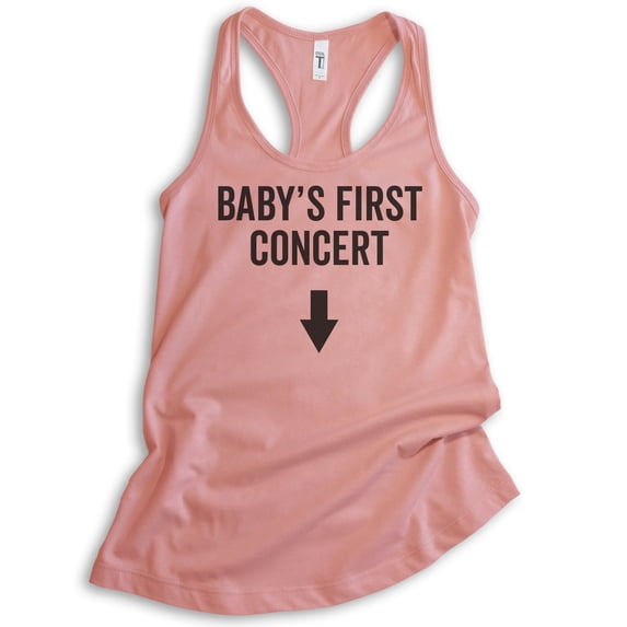 Baby's First Concert Tank Top, Ladies Racerback Tank Top, Pregnant Pregnancy Tank, Baby Concert Tank, Desert Pink, X-Large