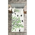 thumbnail image 3 of Ambesonne Silhouette Quilted Bedspread Set 2 Pcs, Flying Spring Peace Art, Twin Size, White Black Green, 3 of 3