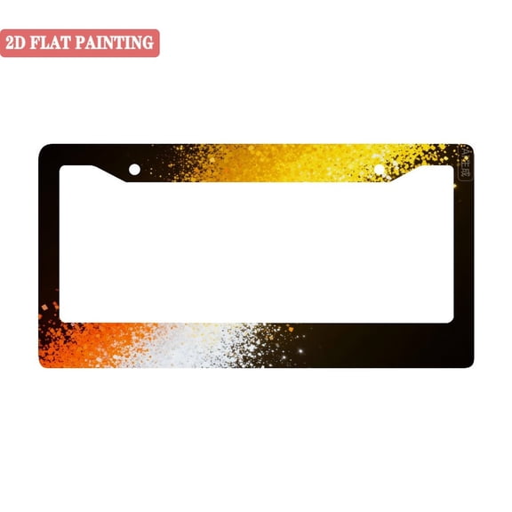 1Pack License Plate Frames with Orange and Gold Glitter Pattern Includes Screws & Caps Full Accessories Included Size 6.3x12.2inch(16x31cm)