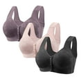 thumbnail image 1 of Yanlir 3PCS Everyday Bra for Women's Fashion Button No Underwire Front Closure Comfort Bras Full-Coverage Senior Wireless Snap Closing Bra(Multicolor#8,5XL), 1 of 8