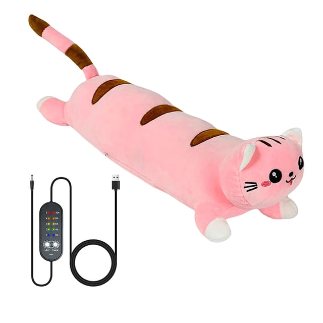 Electric Heating Pad Cute Cat USB For & Back Portable 19.6in Plush Stuffed Hot Compress With 5 Temperature Settings