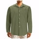 thumbnail image 1 of Blusa y camisa de manga larga con cuello vuelto para hombre, estilo casual, de color liso, con botones y bolsillos, de poliéster y algodón., 1 of 5