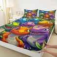 thumbnail image 3 of Castle Fairy Child Boys Girls Kawaii Animal Dino Queen Sheet Sets,Cute Dinosaur Bed Set, 3 of 7